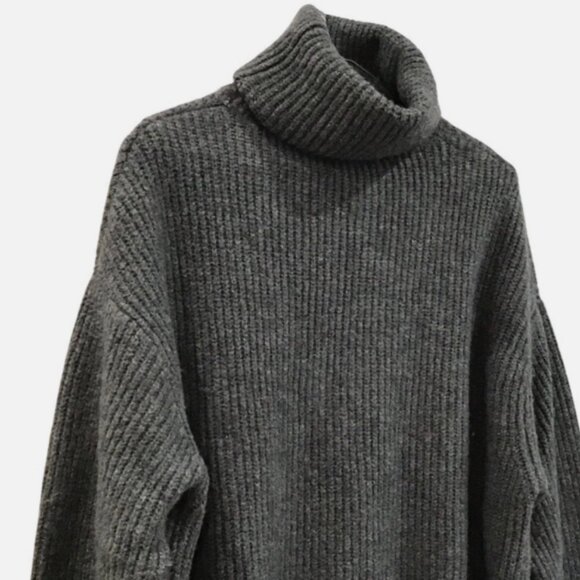 Gray Turtleneck Sweater, Zara Knit, Size Large - Picture 2 of 7